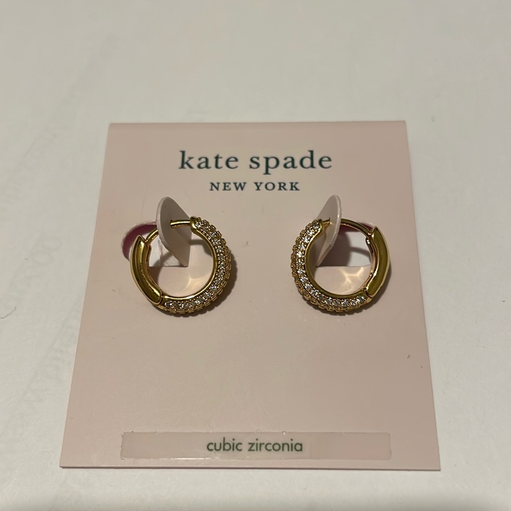 Kate ♠️ Spade cubic zirconia clear gold 921 mini circular earrings